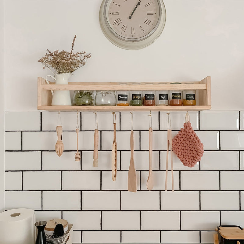 Estante de pared de pino macizo - Madera clara
