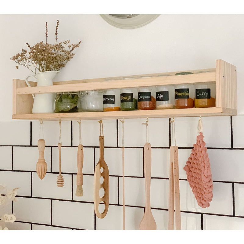 Estante de pared de pino macizo - Madera clara