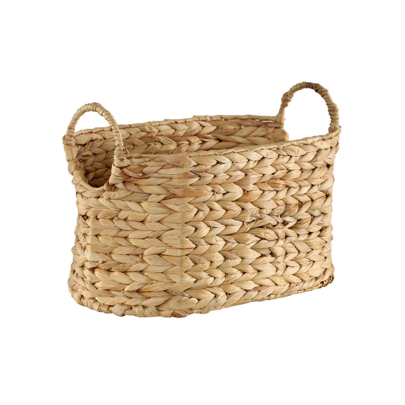 Cesta pequeña de jacinto de agua con asas - Madera clara