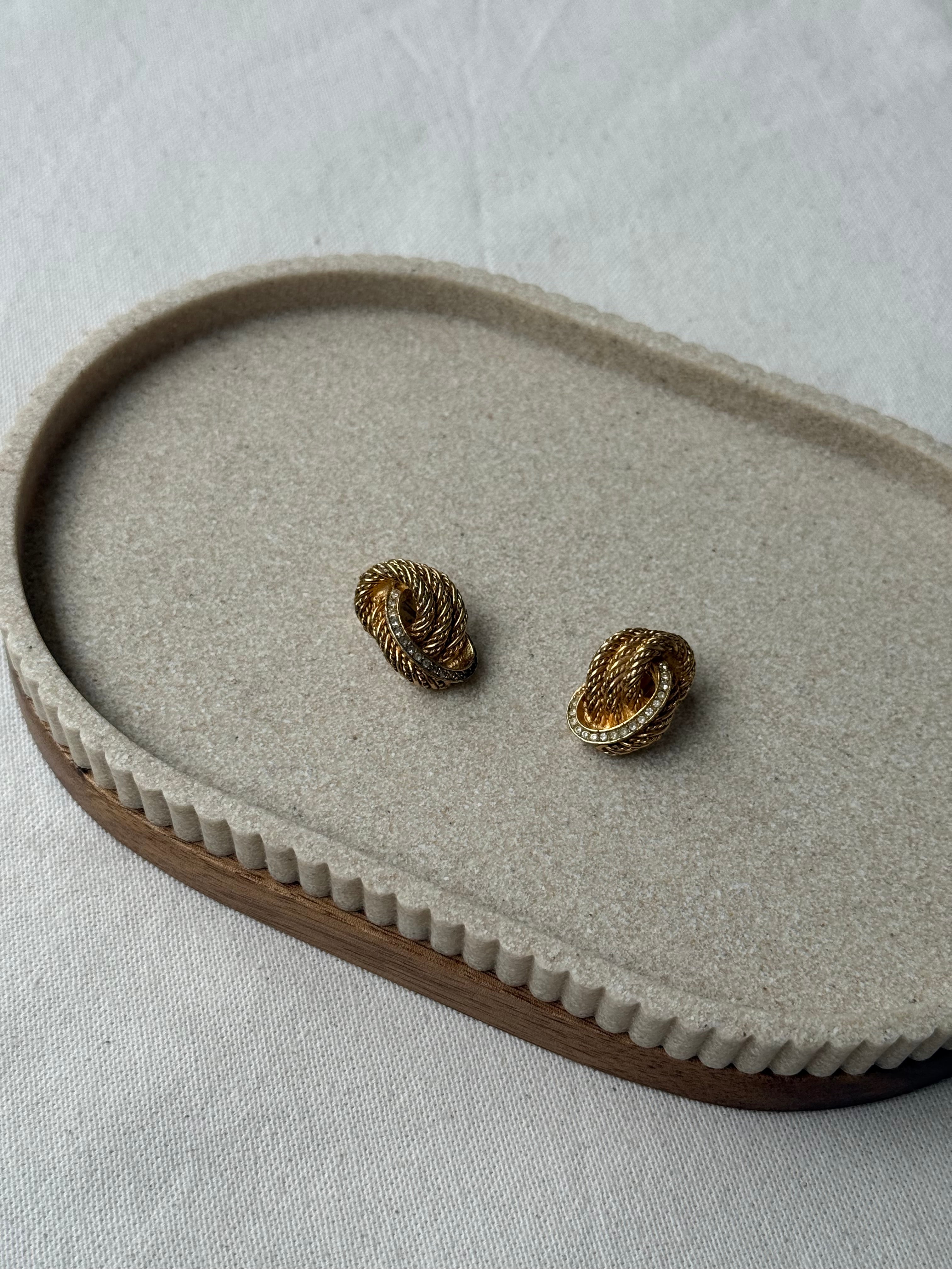 Vintage Christian Dior Earrings - Gold Twisted Knot