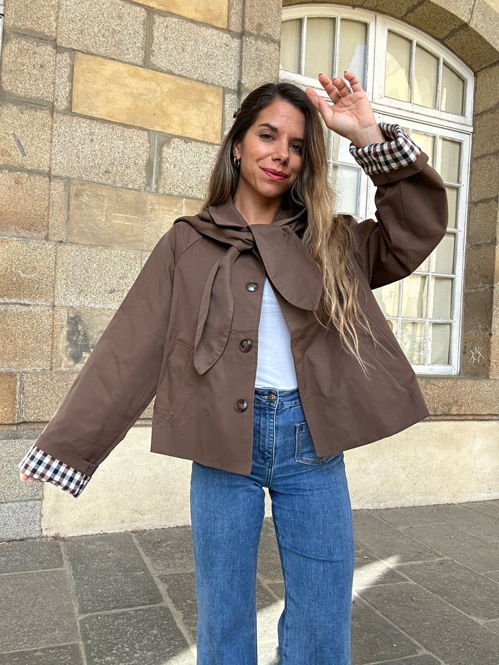 Veste à capuche amovible Garance chocolat