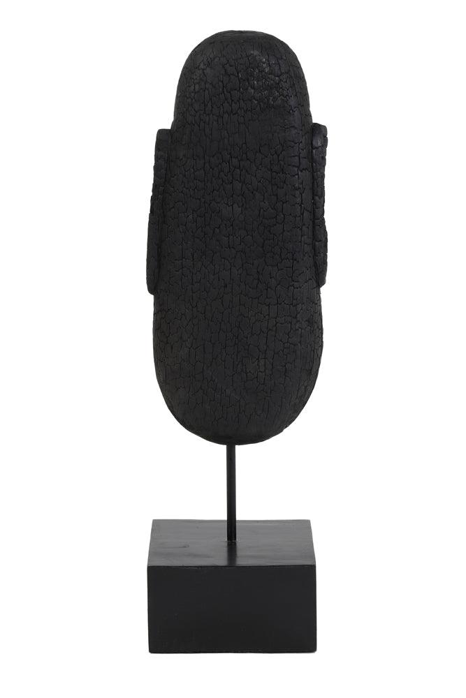 Estatua de rostro negro de madera sobre soporte Mask