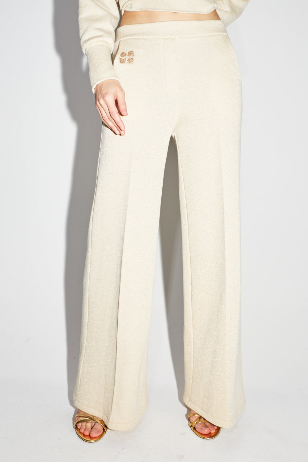 Le Pantalon Neil En Jersey Lurex Beige