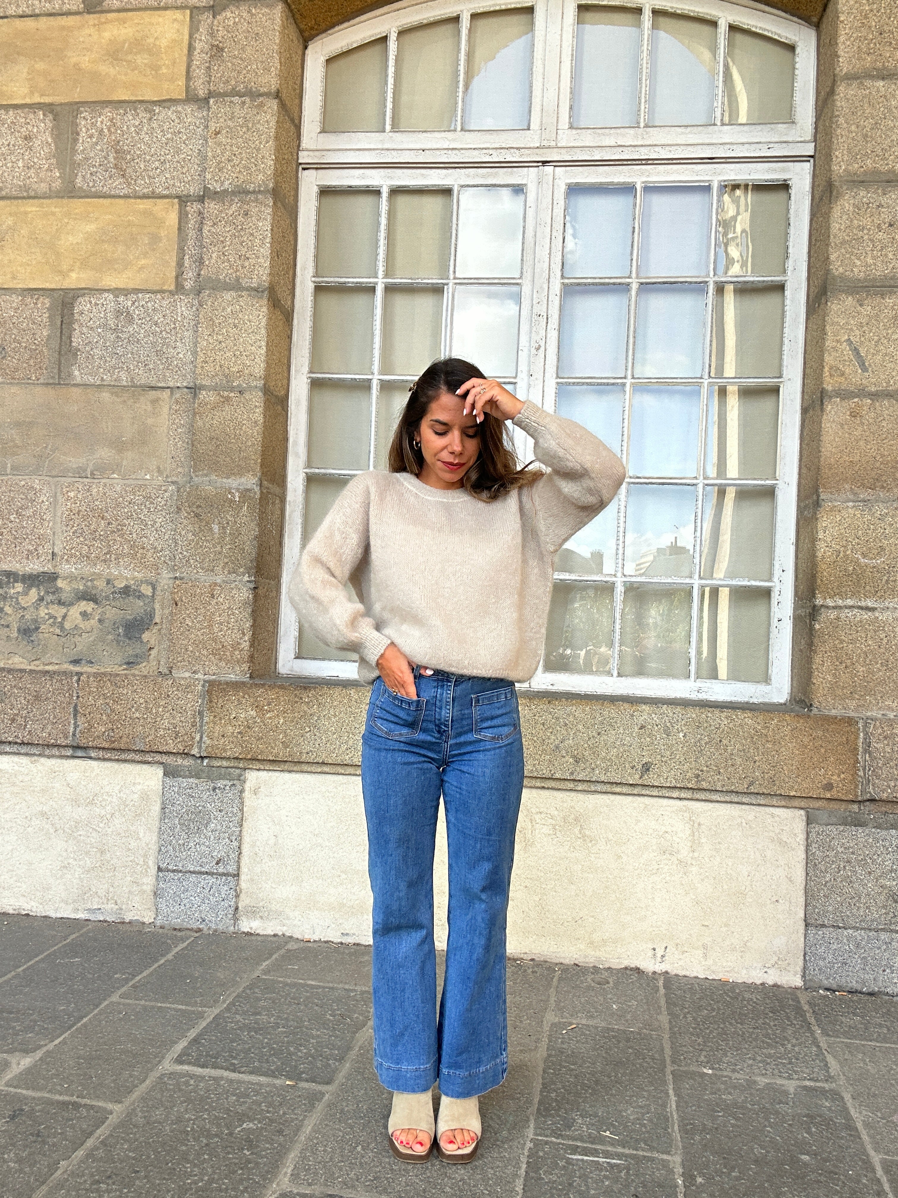 Maille en mohair et laine Gaia beige