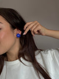 Vintage Earrings - Blue Glass Paste Cabochons