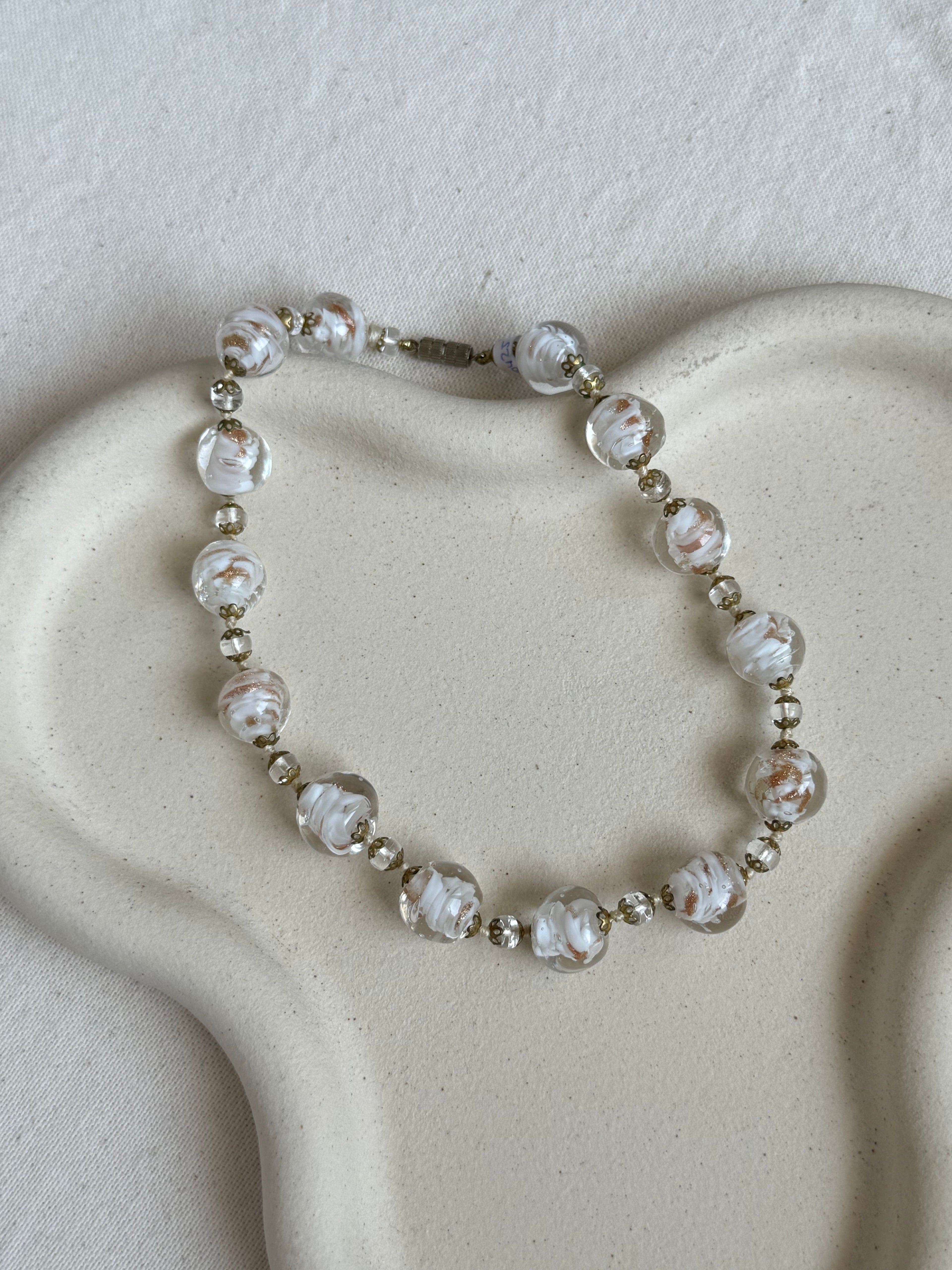 Collier Vintage En Pâte De Verre Murano