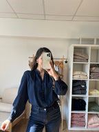 Blouse Brodée Bleue Marine Maïwenn