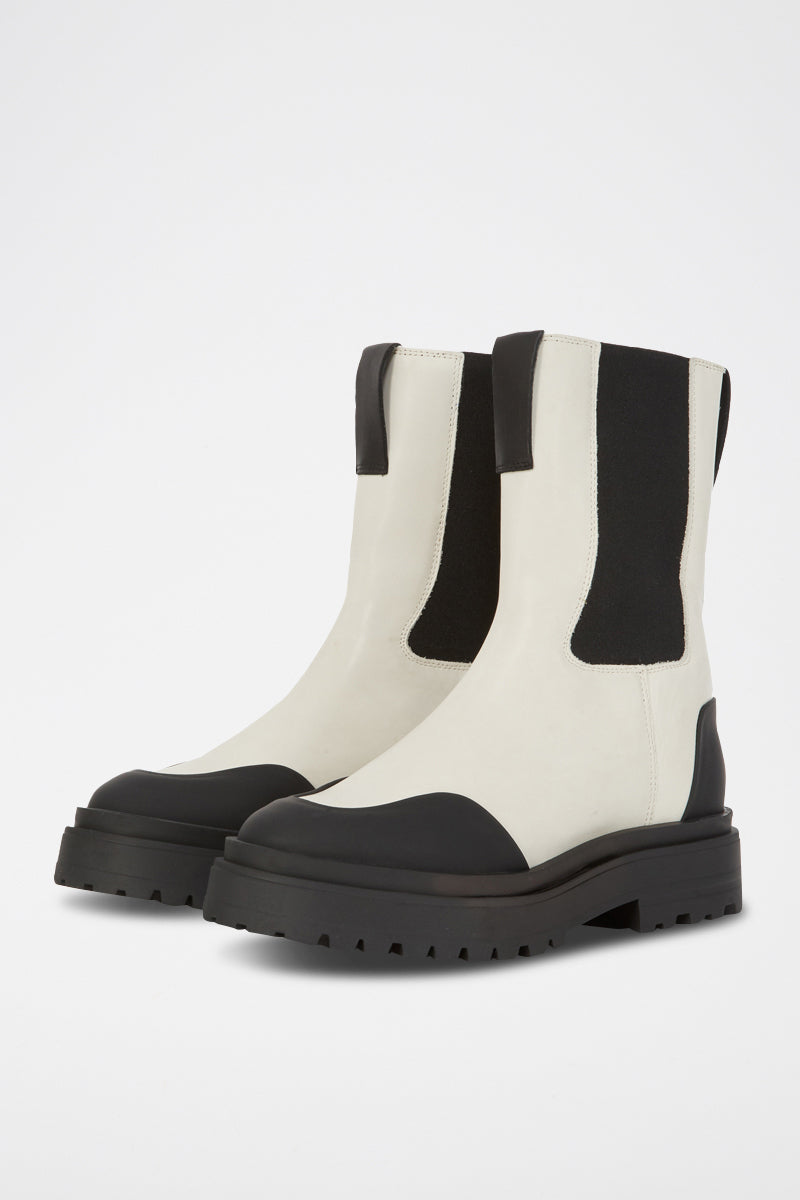 The Kooples - Ecru Leather Chelsea Boots - Woman