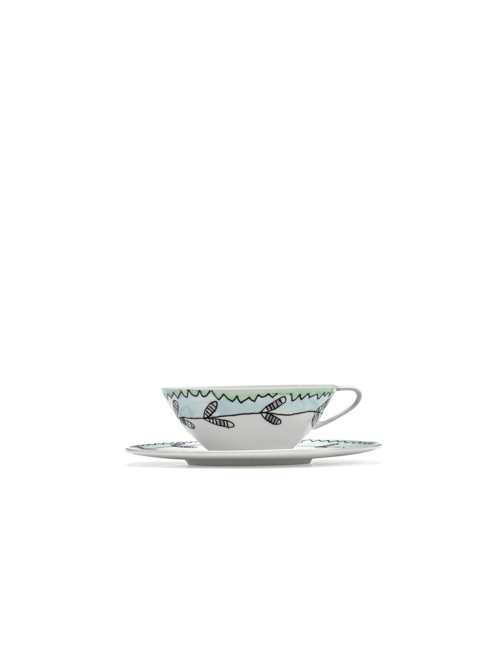 Midnight Flowers - Lot De 2 Tasses À Café Basses + Soucoupes - Porcelaine Bone China - Blossom Milk