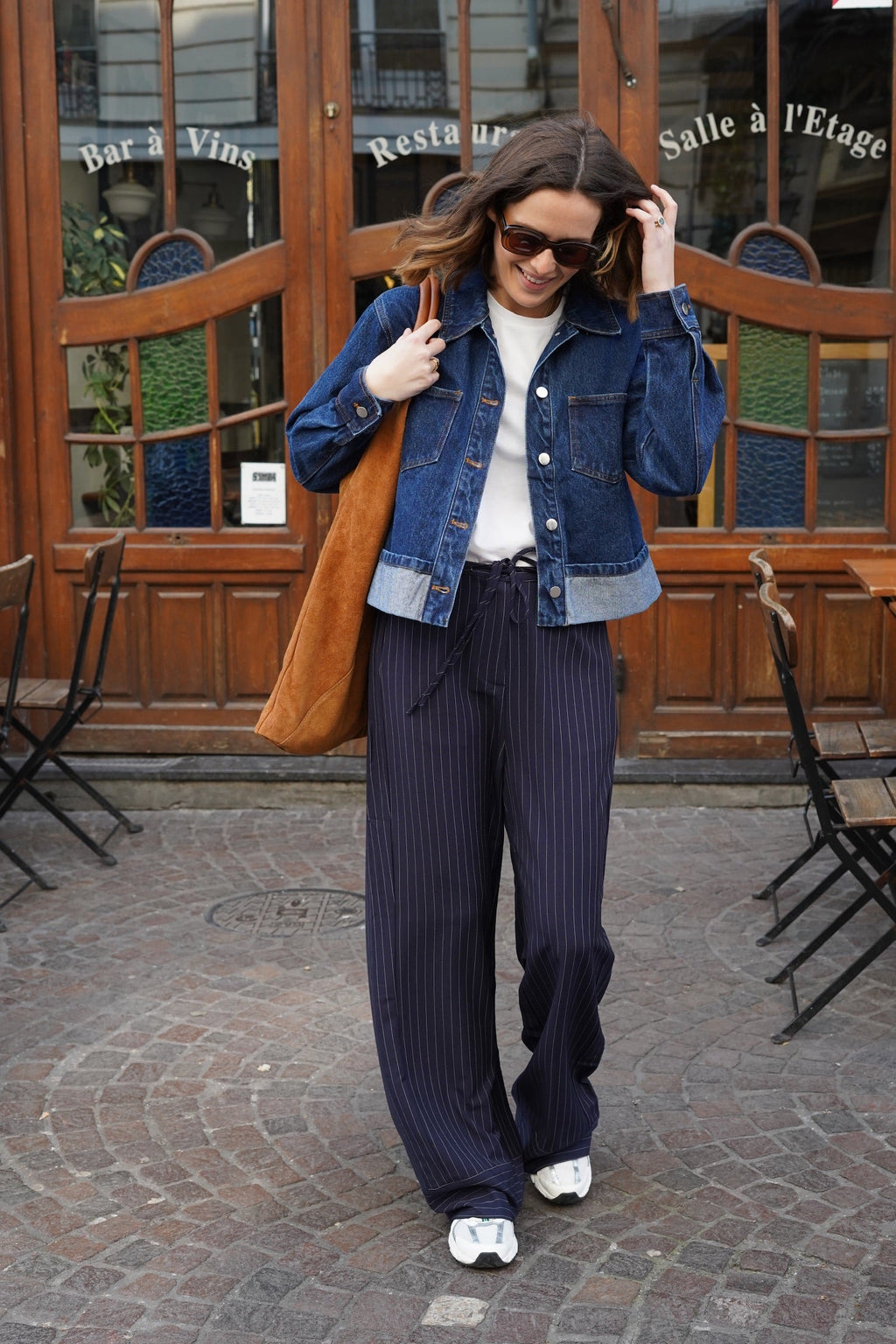 Axel Fine Stripe Navy Trousers