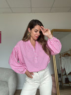 Blusa de cuadros vichy rosa Clothilde