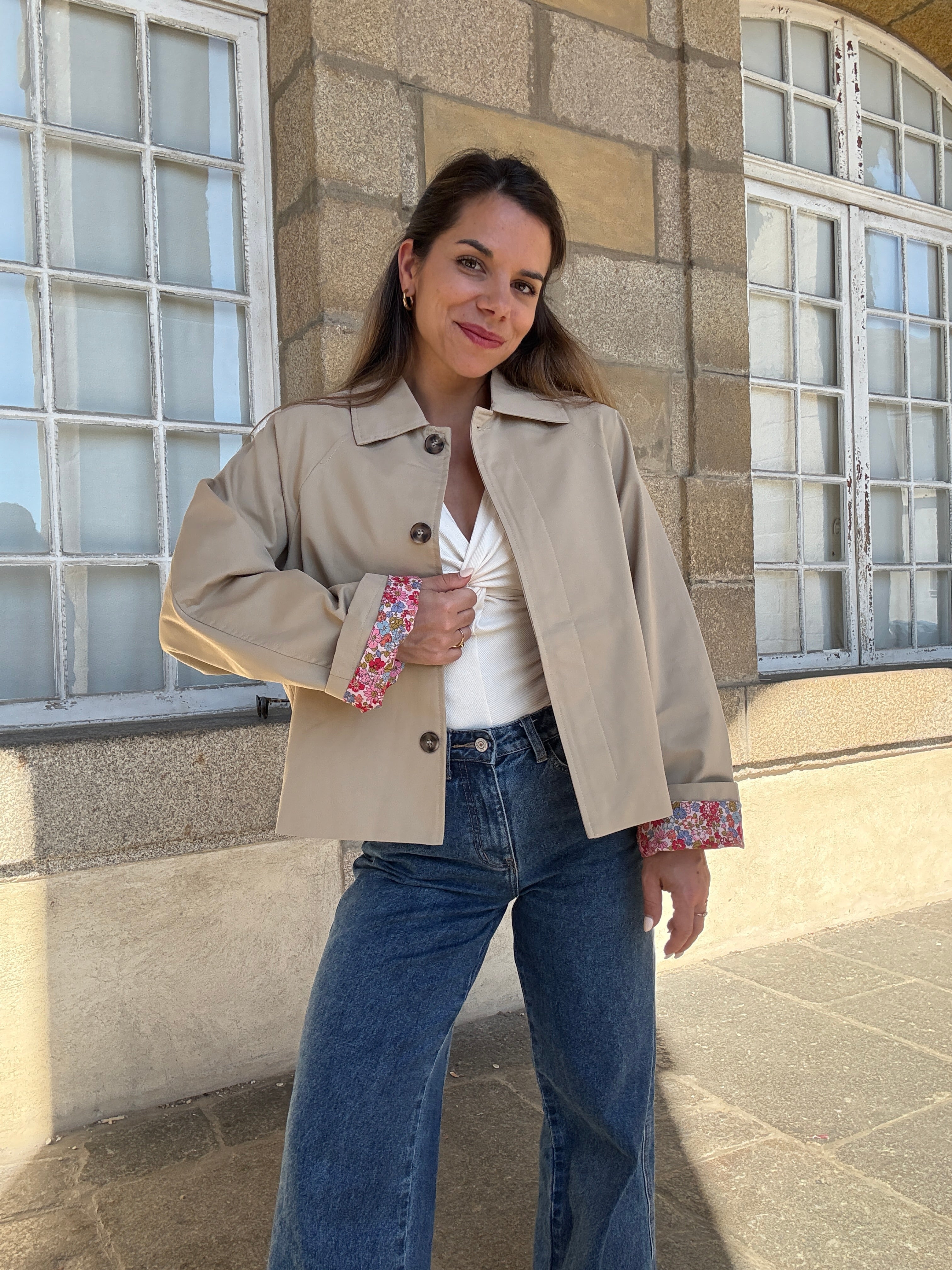 Chaqueta trench liberty de algodón beige Edith