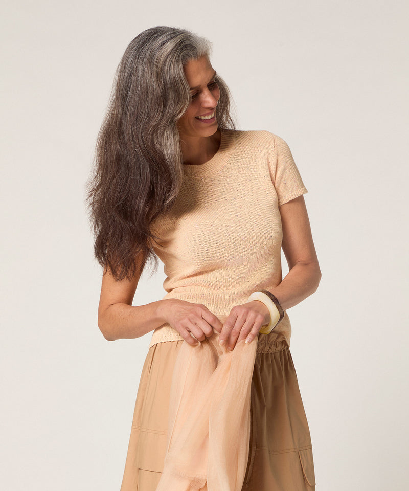 Jersey Cotele Manga Corta - Amarillo Arena - Mujer