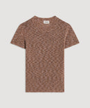 Jersey Cotele Manga Corta - China Taupe Marrón - Mujer