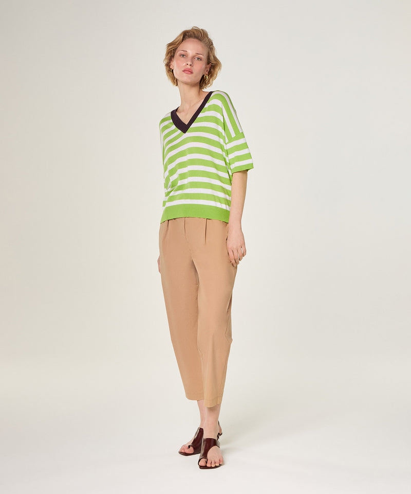 Camiseta Cuello Pico Rayas - Verbena - Mujer