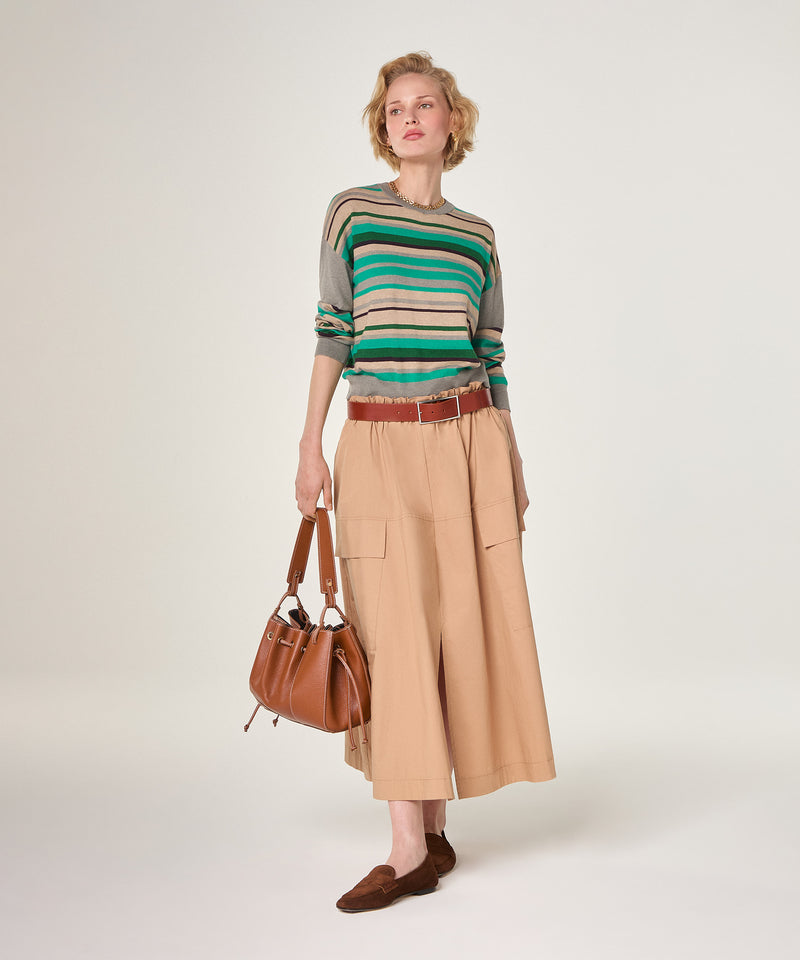 Jersey de rayas con cuello redondo - Gris Ratón - Mujer