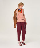 Túnica de punto fantasía con cuello en V - Beige Rosa - Mujer