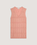 Túnica de punto fantasía con cuello en V - Beige Rosa - Mujer