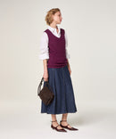 Túnica de punto fantasía con cuello en V - Vino morado - Mujer