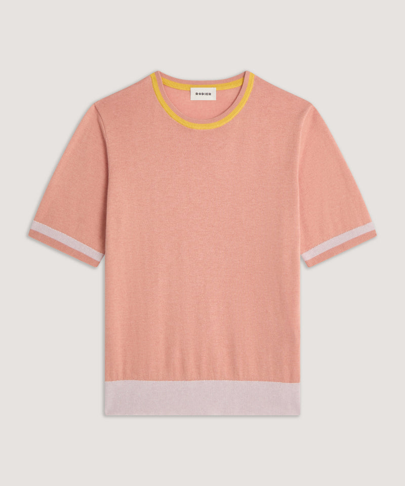 Camiseta Mc bicolor - Beige Rosa - Mujer