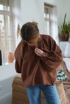 Pink Brown Fall Blouse