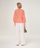 Jersey cuello polo calado - Rosa Salmón - Mujer