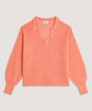 Jersey cuello polo calado - Rosa Salmón - Mujer