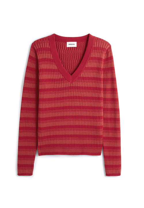 Jersey Fancy con cuello en V - Rojo bermellón - Mujer