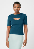 Top Ouvert - Bleu Paon - Femme