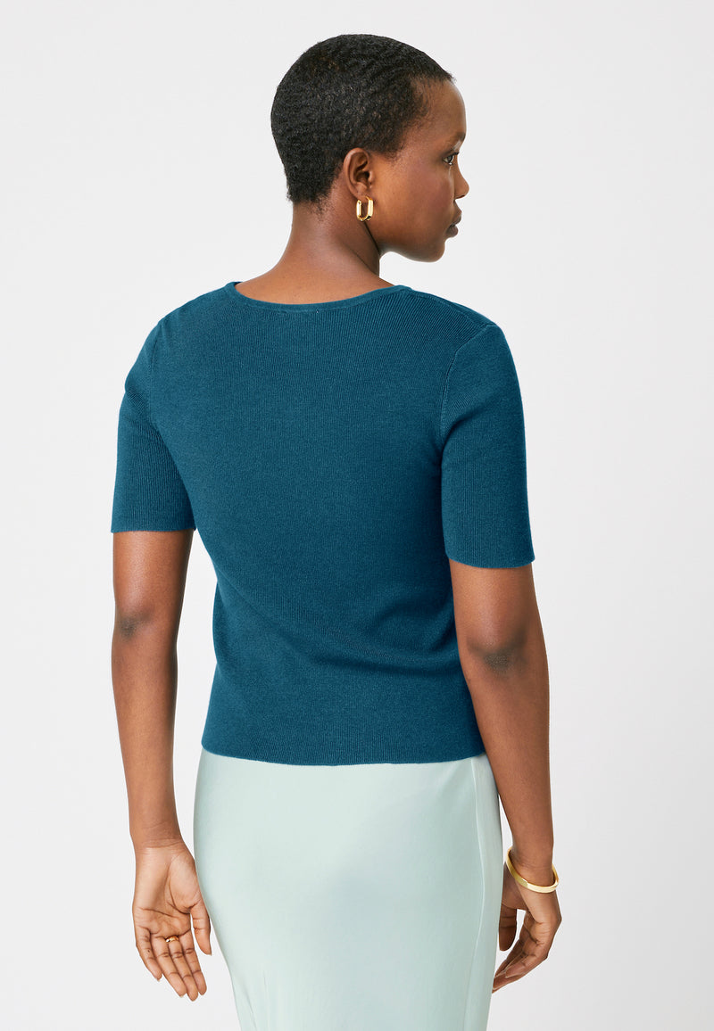 Top Ouvert - Bleu Paon - Femme