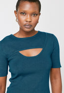 Top Ouvert - Bleu Paon - Femme