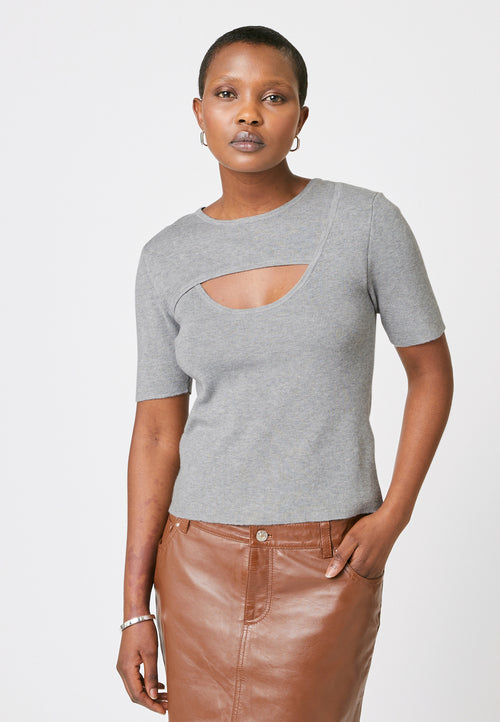 Top Ouvert - Gris Argent - Femme