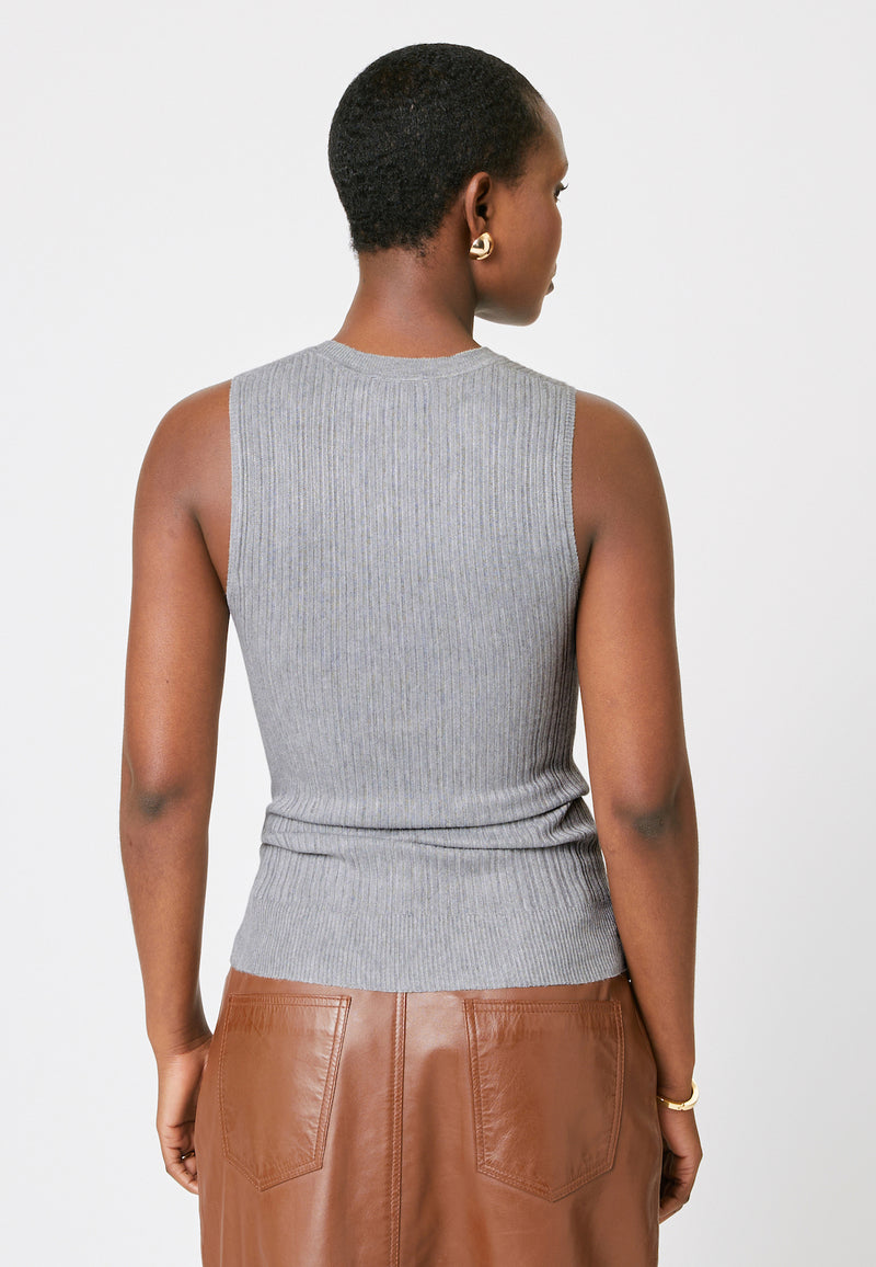 Top Sans Manches Cotele - Gris Argent - Femme