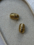 Boucles D’Oreilles Vintage - Créoles Striées Dorées