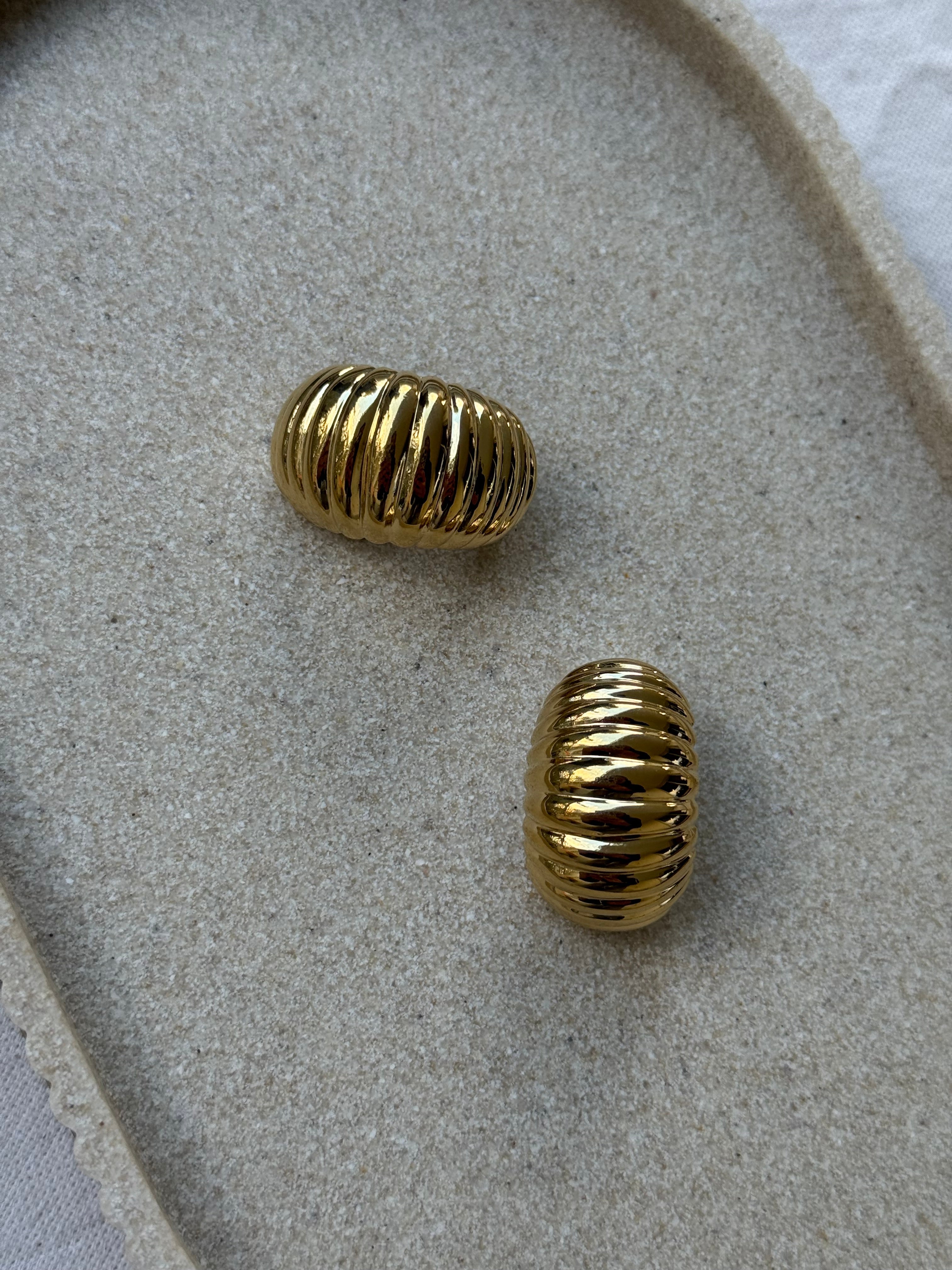 Boucles D’Oreilles Vintage - Créoles Striées Dorées