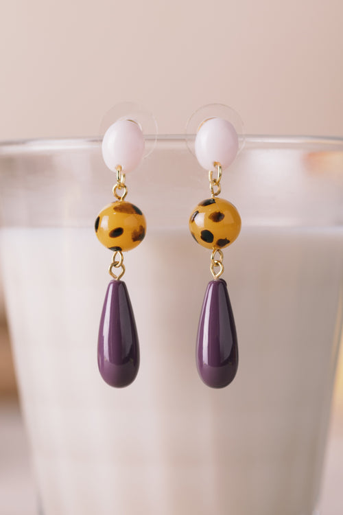 Patricia Earrings - Sugar & Leopard & Violine