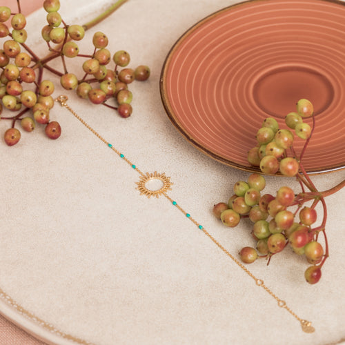 Pulsera Esmalte Sol - Aventurina Turquesa