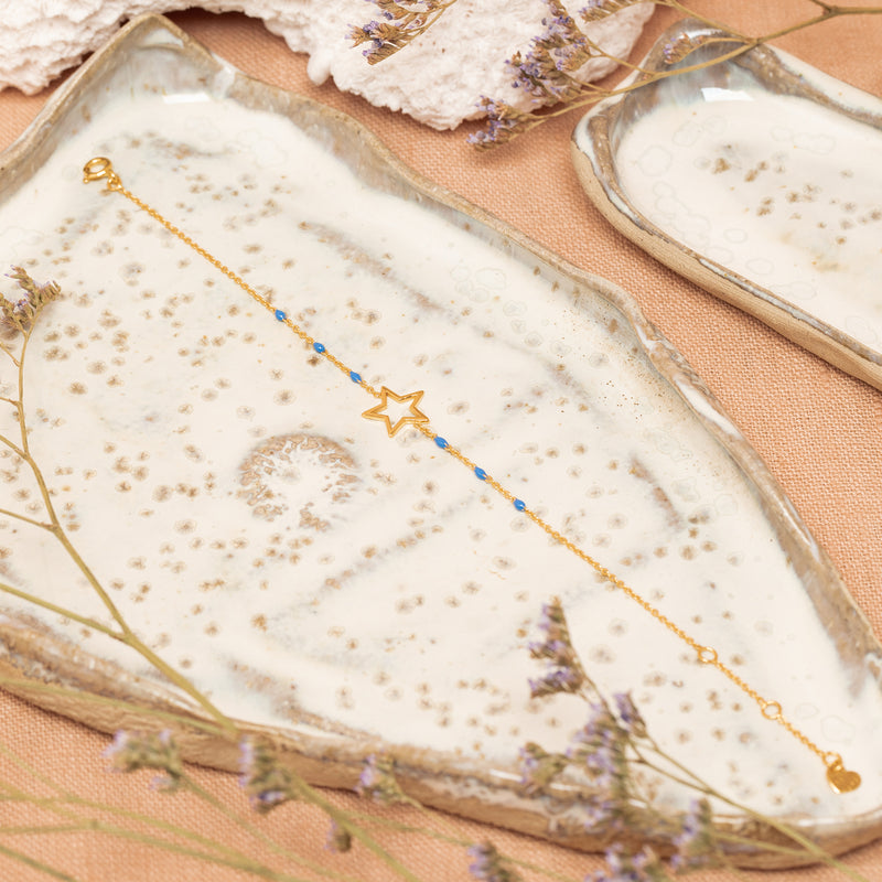 Star Enamel Bracelet - Electric Blue