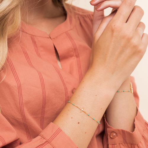 Pulsera Cruz - Turquesa