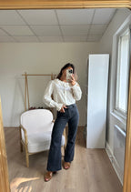 Ambre beige wide-collar blouse