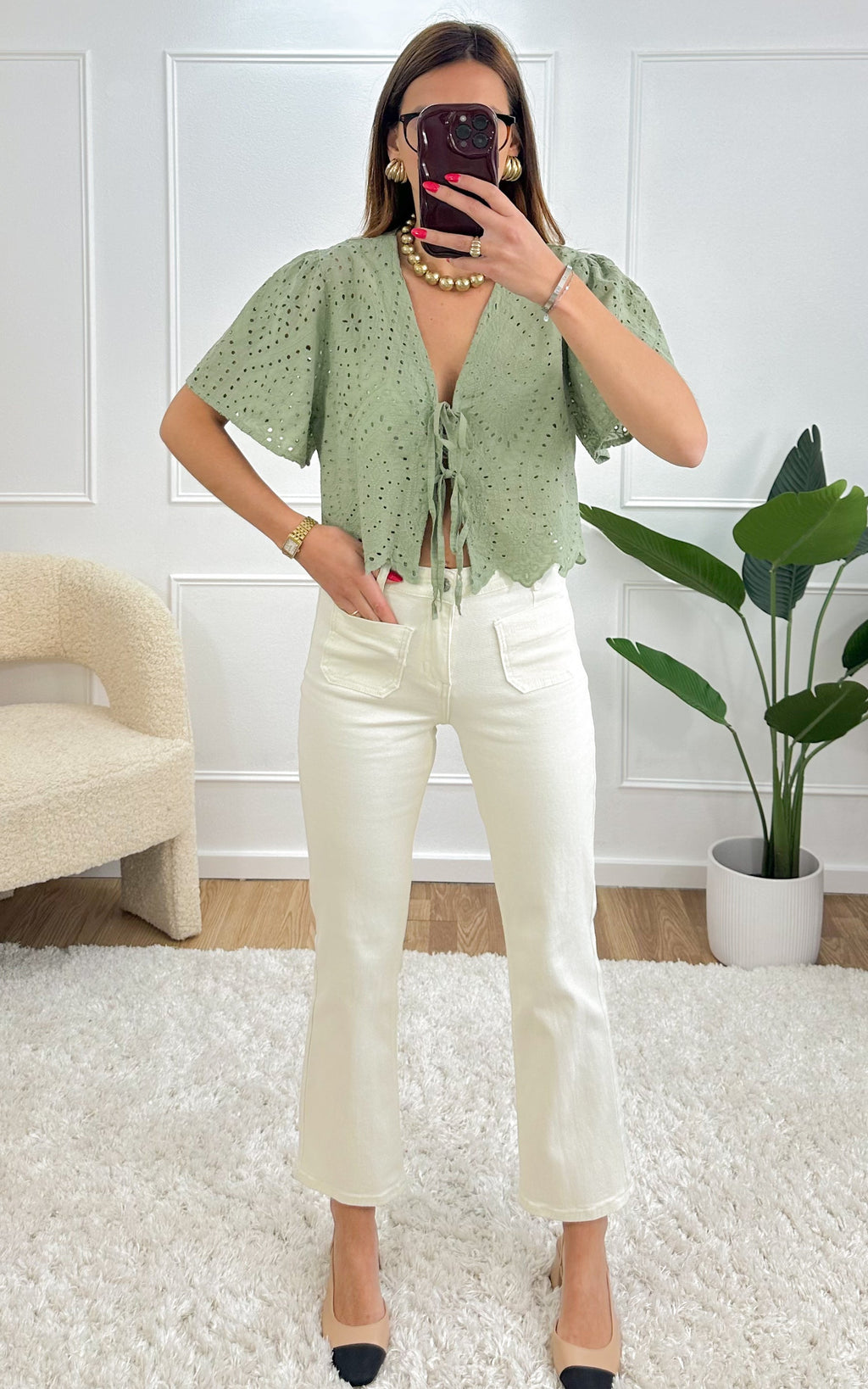 Blusa De Encaje Soraya - Verde Salvia