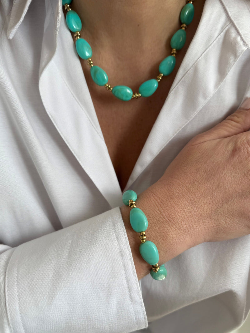 Jade Necklace - Beige Or Turquoise