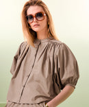 Camisa holgada - Beige - Mujer