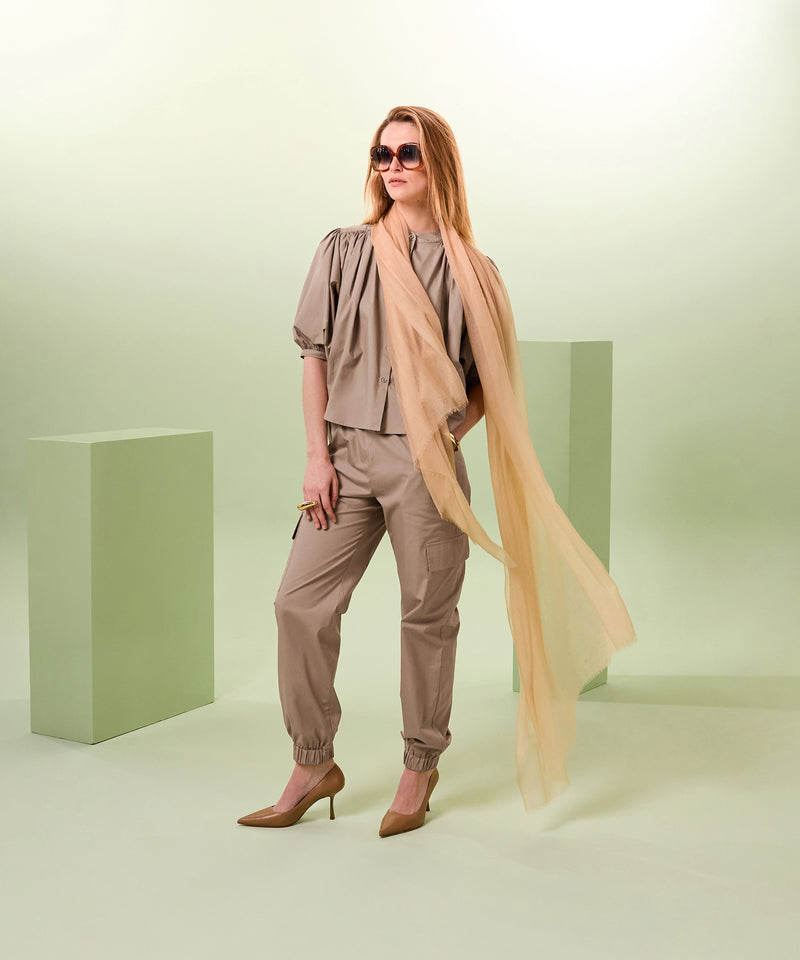 Camisa holgada - Beige - Mujer