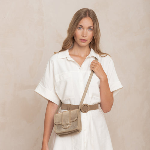 Cinturón Tina de ante liso - Avena