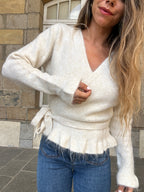 Cárdigan con lazo Helena beige