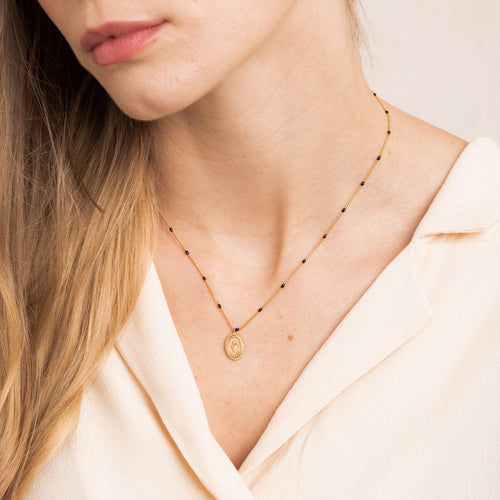 Flower Necklace - Black