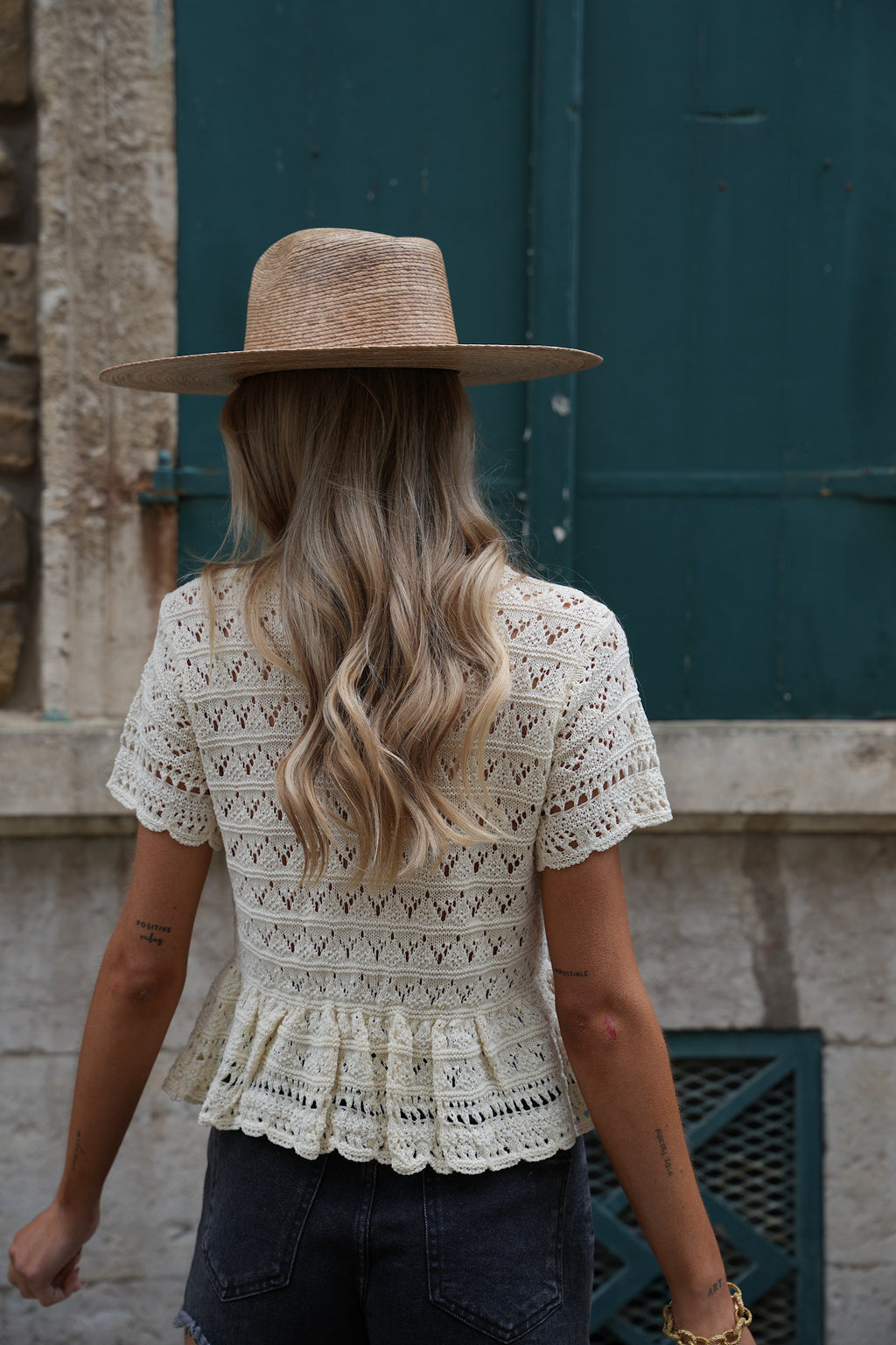 Blouse En Crochet Nora - Beige