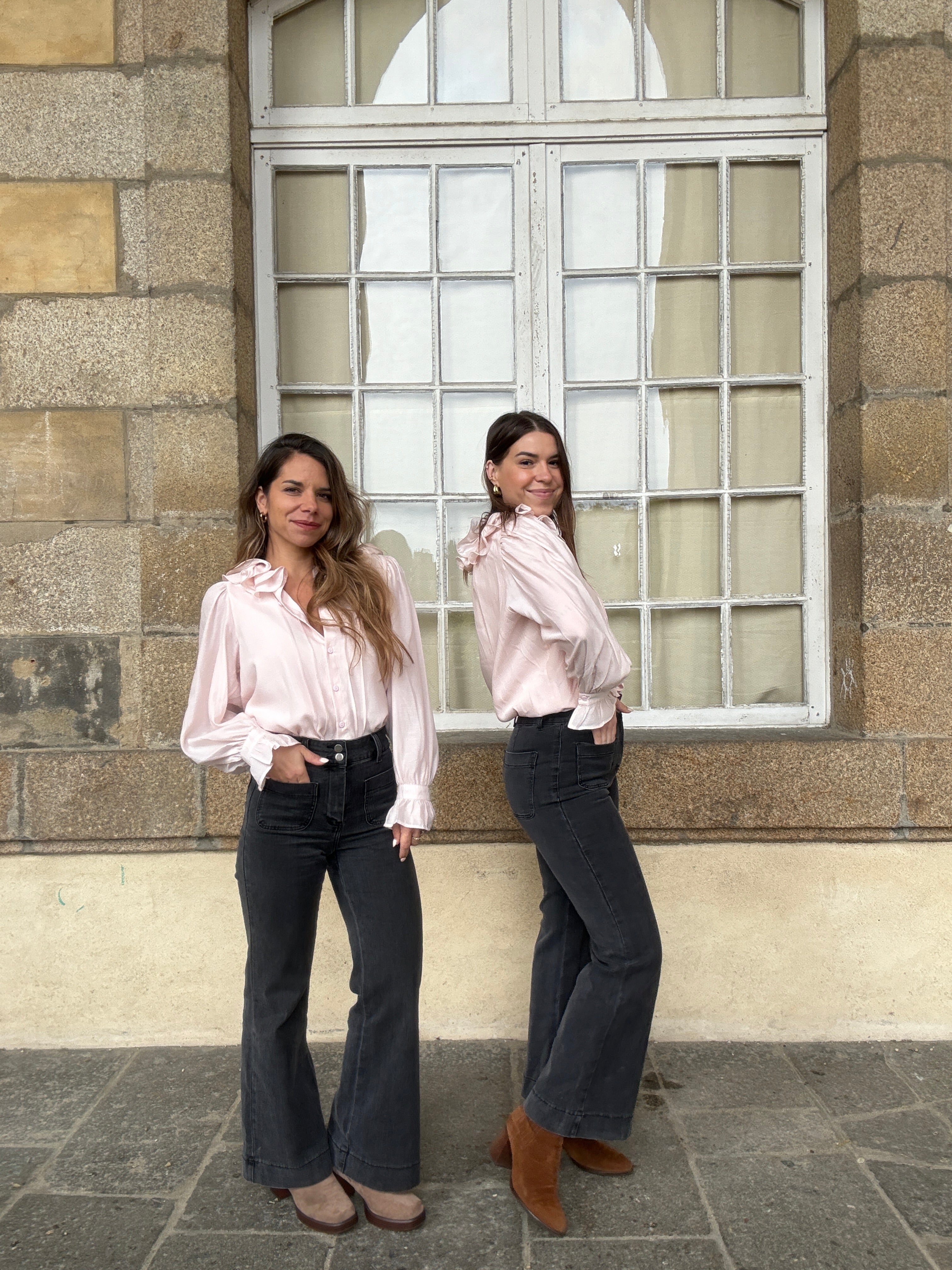 Blusa marrón rosa suave