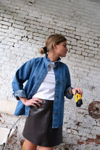 Amber Skirt Faux Leather Chocolate